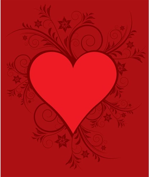 زخرفة نباتية حمراء متجه عيد الحب بطاقات المعايدة