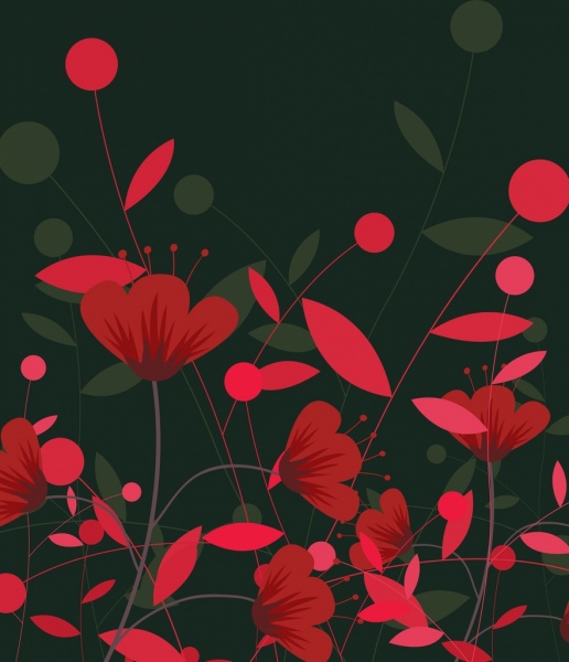 bunga-bunga merah lukisan dekorasi gelap