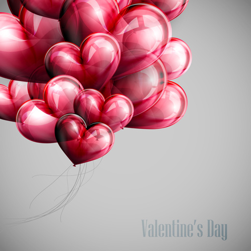 formas de coração vermelho balão fundo dos namorados