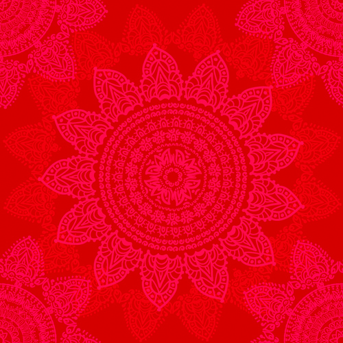 merah bulat pola mulus floral vector