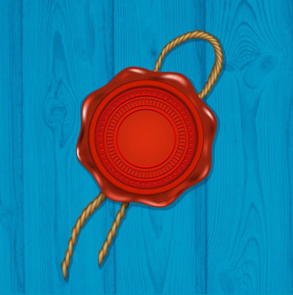 segel merah ikon mengkilap lingkaran desain tali dekorasi