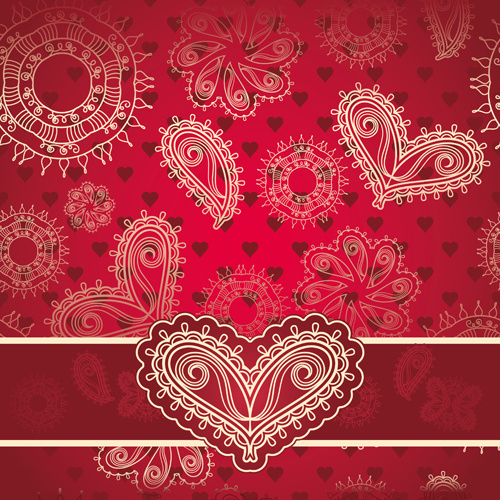 Kırmızı tarzı kalp ile Sevgililer günü vektör