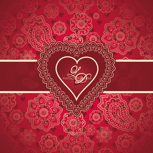 Kırmızı tarzı kalp ile Sevgililer günü vektör