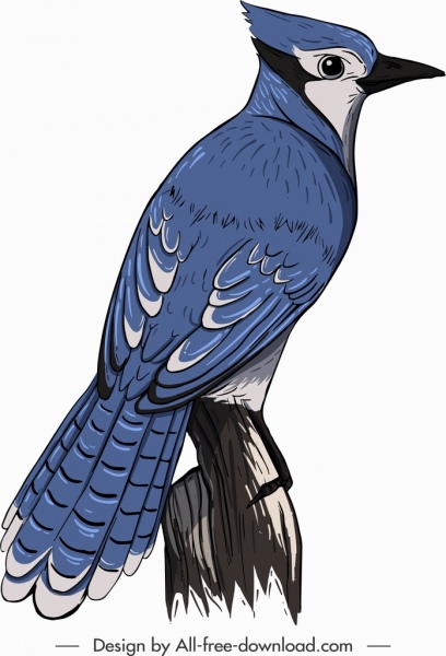 pássaro vermelho whiskered ícone azul decoração clássica