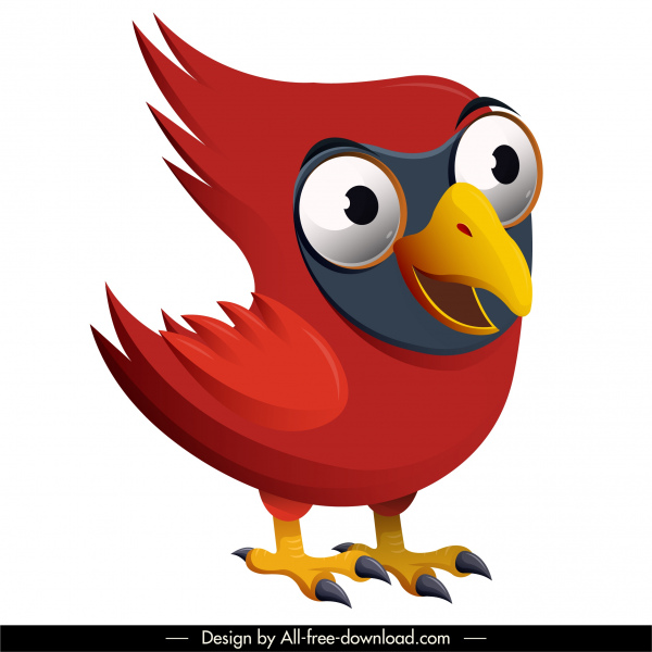 Rojo Bigote Icono De Pájaro Divertido Diseño De Personaje De Dibujos  Animados-Vector Misc-vector Libre Descarga Gratuita