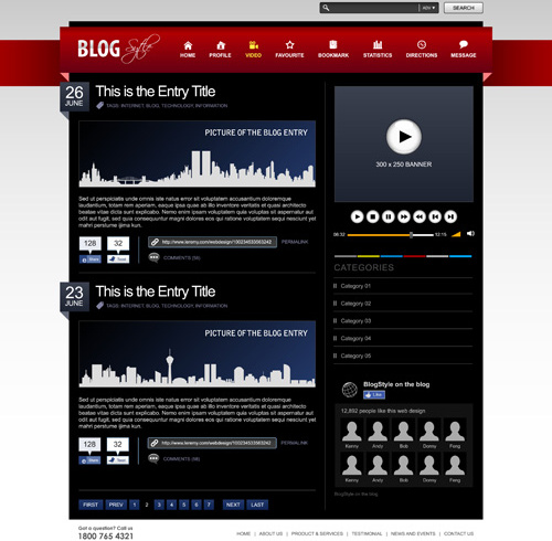 merah dengan desain vektor hitam website template