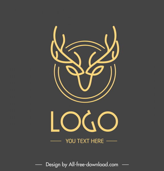 logotipo de cabeza de reno boceto plano simétrico