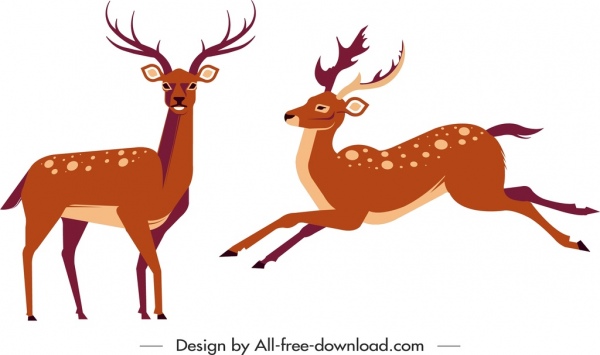 sketch de personagens de desenhos animados coloridos de ícones de renas