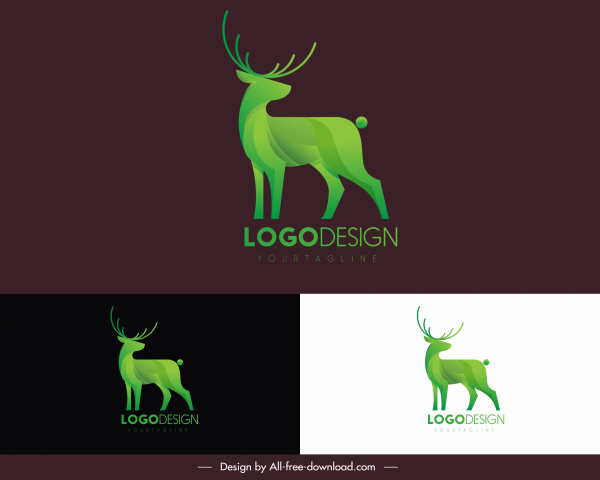 Reindeer Logo Vorlage grün moderne 3D-Skizze