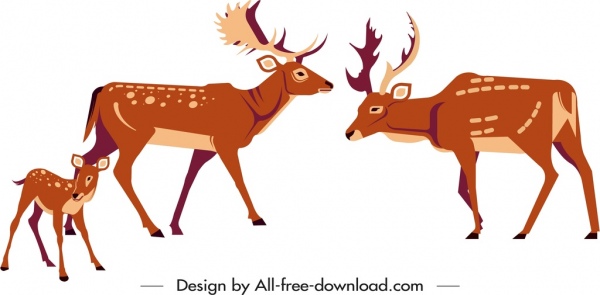 驯鹿物种绘画彩色卡通素描