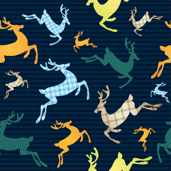 reindeers latar belakang vektor ilustrasi dengan berbagai gaya