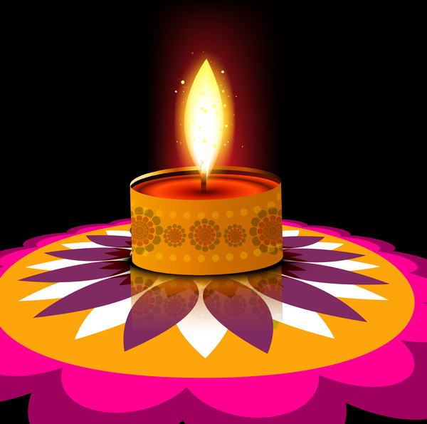 disegno di scheda religiosa per il festival di diwali con disegno colorato vettoriale