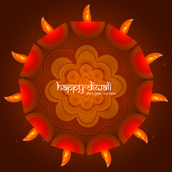 diwali Festivali için dini kartı tasarımıyla renkli vektör tasarımı