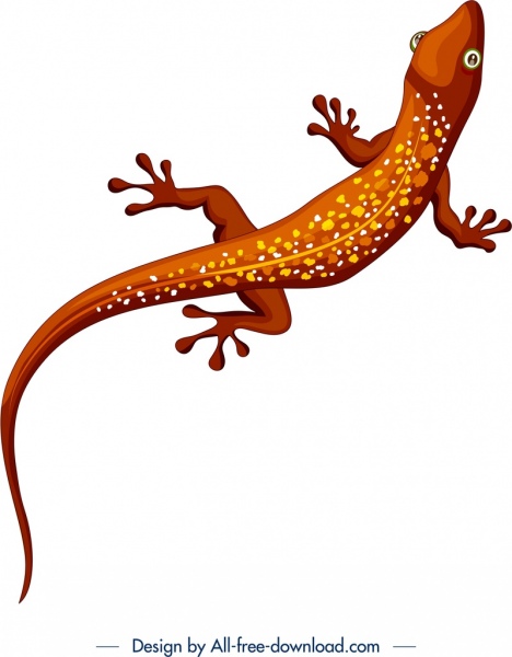 reptil latar belakang gecko ikon 3d berwarna desain