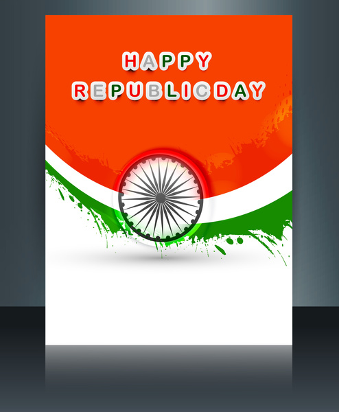 共和國日三色小册子範本波印度國旗的設計