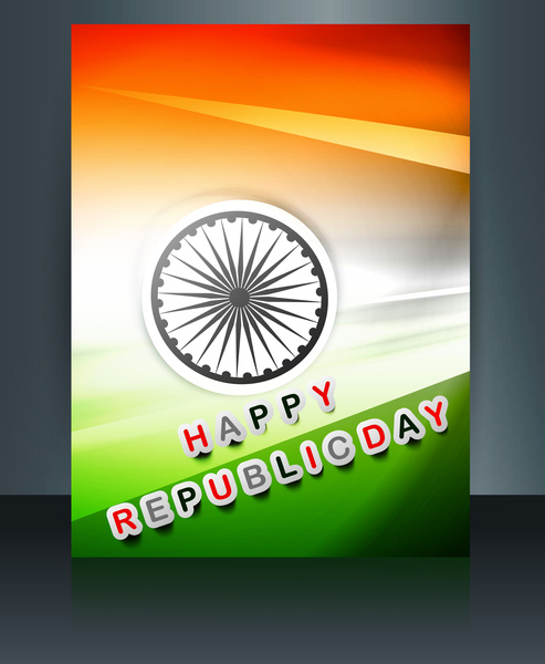عيد الجمهورية تريكولور كتيب القالب على موجة الهندي تصميم العلم