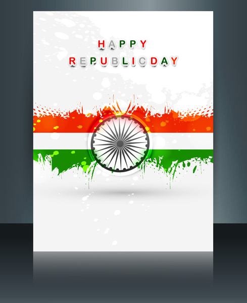 День Республики Триколор брошюру шаблон для волны Индийского флага дизайн