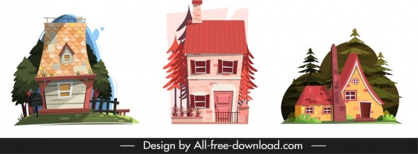 ícones casa residencial decoração de telhado de azulejo clássico