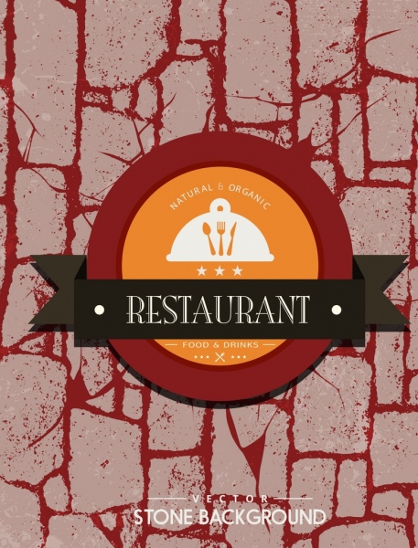 Restoran reklam kırmızı grunge taş logo dekor arka plan