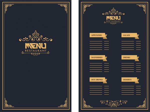 restauracja menu projektowania royal styl ciemne tło