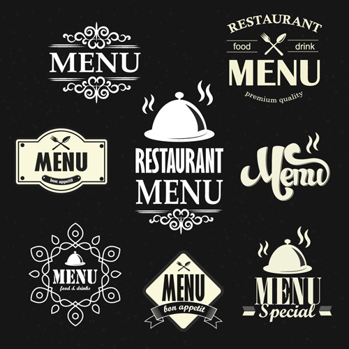 vector vintage de las etiquetas de menú de restaurante
