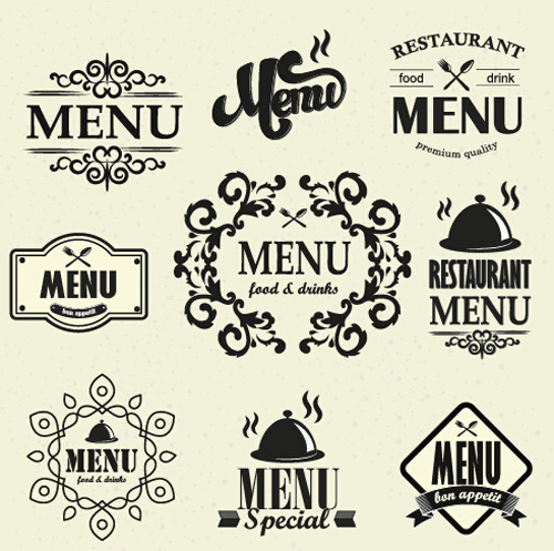Restoran menu label vektor antik
