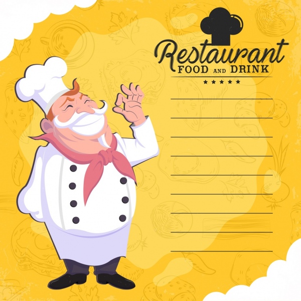 modelo de menu de restaurante de cozinhar comida ícones decoração