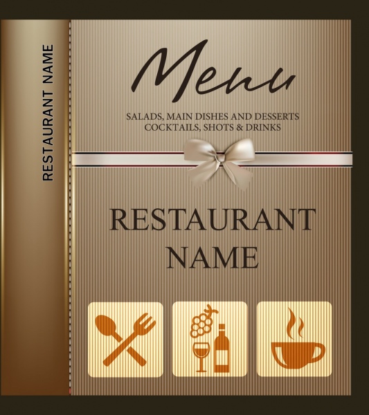 restaurant menu modèle noeud icône rayures brun ornement