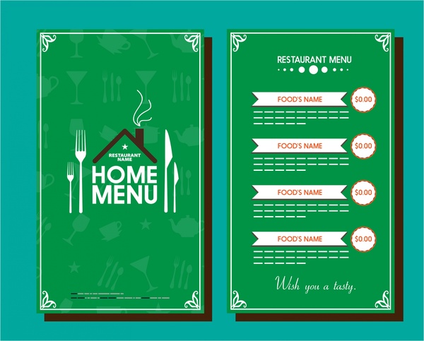 Restaurant Menu Template Vignette Design On Green Background-vector  Background-free Vector Free Download
