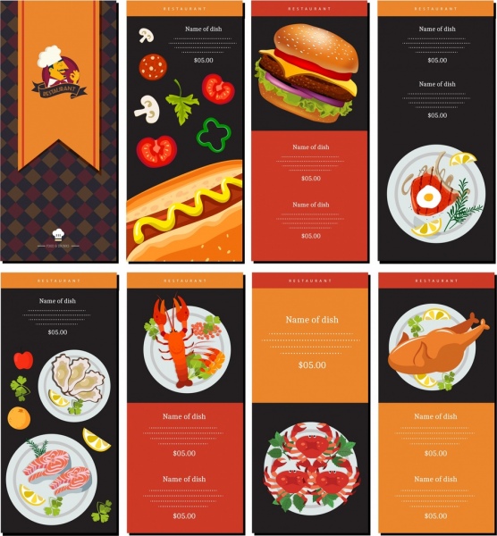 Restaurant menu szablony błyszczący elegancki nowoczesny design