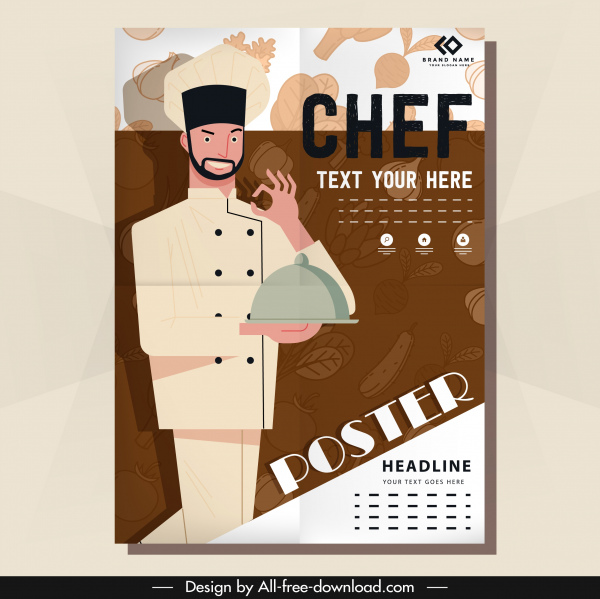 ресторан плакат шеф-повар икона размытые овощи эскиз