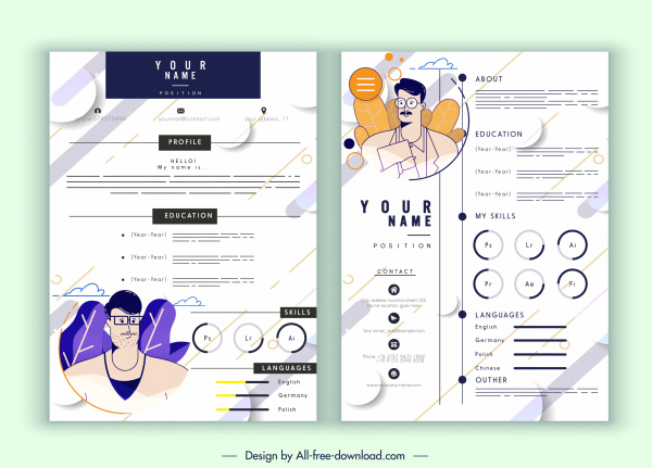 resume template infografis modern dekorasi putih elegan modern