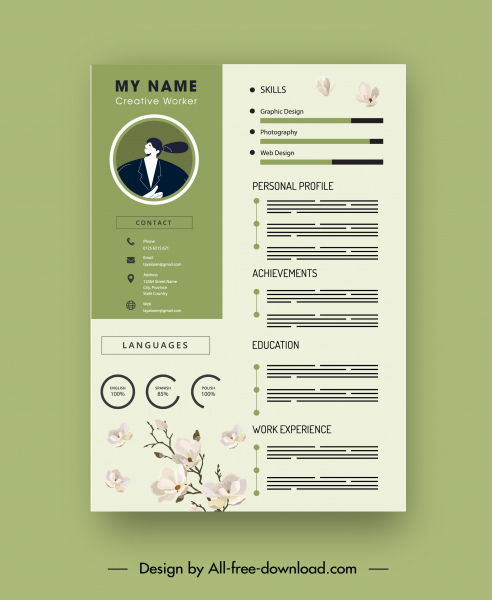 resume template cerah elegan Cherry Blossom dekorasi