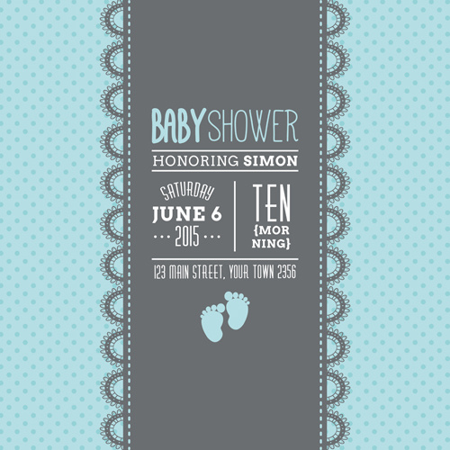 Retro Baby Shower Cards Vector