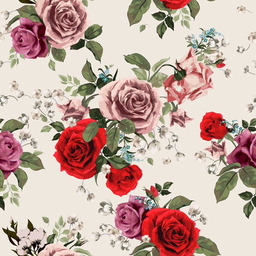 Retro-schönen Rosen Vektor nahtlose Muster