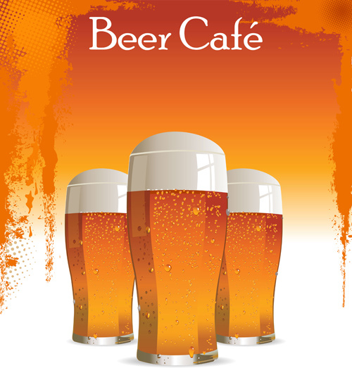 レトロなビール ポスター設計要素ベクトル