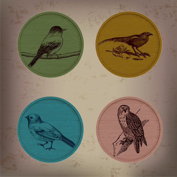 ícones de pássaro retrô