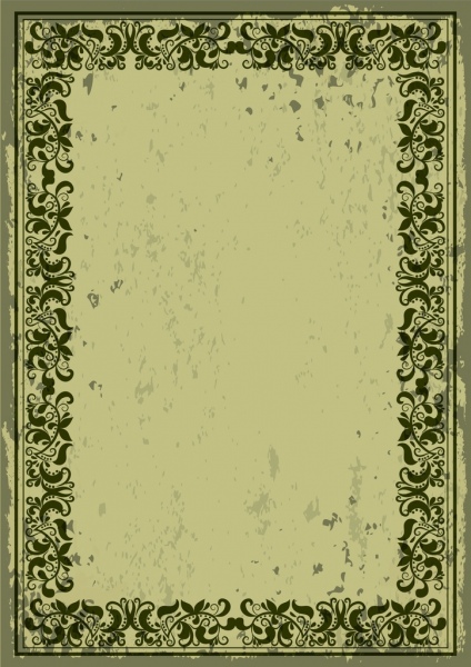 復古邊框設計暗綠色經典花卉圖案