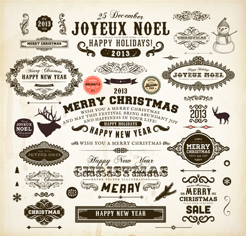 Retro-Weihnachten-Etiketten Design Vektor
