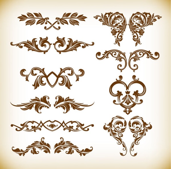 set de rétro élément floral vector graphics