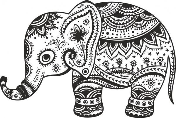 Retro Floral Elephant Free Cdr Vectors Art
