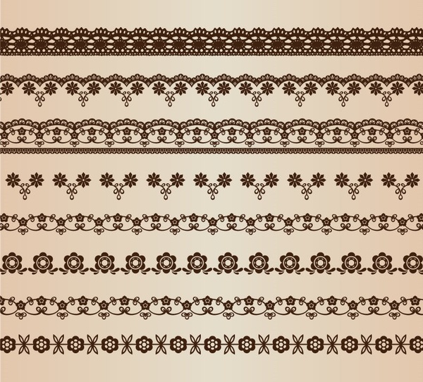 retro garis floral vector set