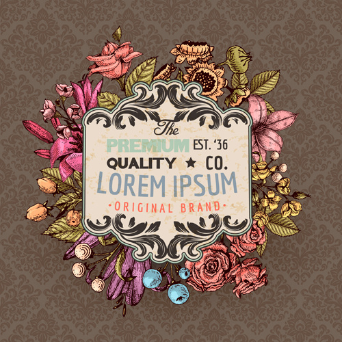 Retro Flower Labels Ornate Vector Set-vector Flower-free Vector Free