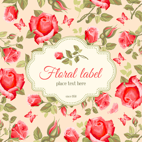 Retro Flower With Vintage Background Vector