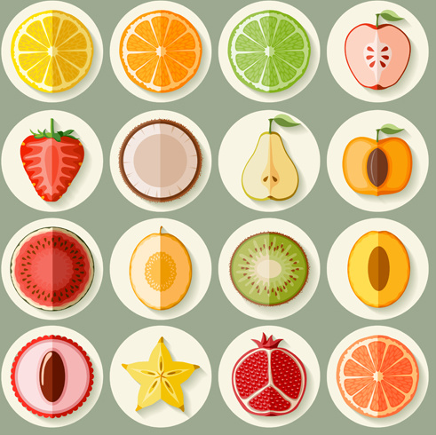 ícones de fruta retrô desenha vector graphics