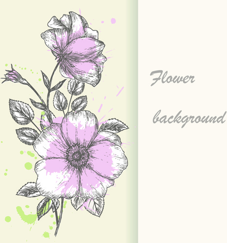 Retro el çekilmiş çiçek arka plan tasarım