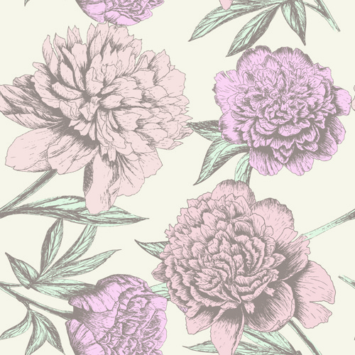 Retro hand gezeichnete Blumen Hintergrund-design