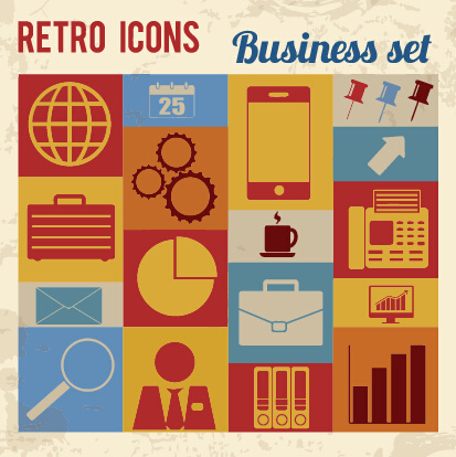 retro ikon bisnis vektor