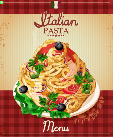 vetor de capa de menu retrô massas italianas