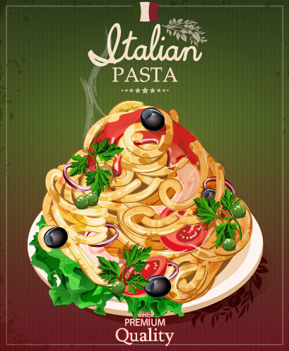 retro włoski makaron menu okładka wektor